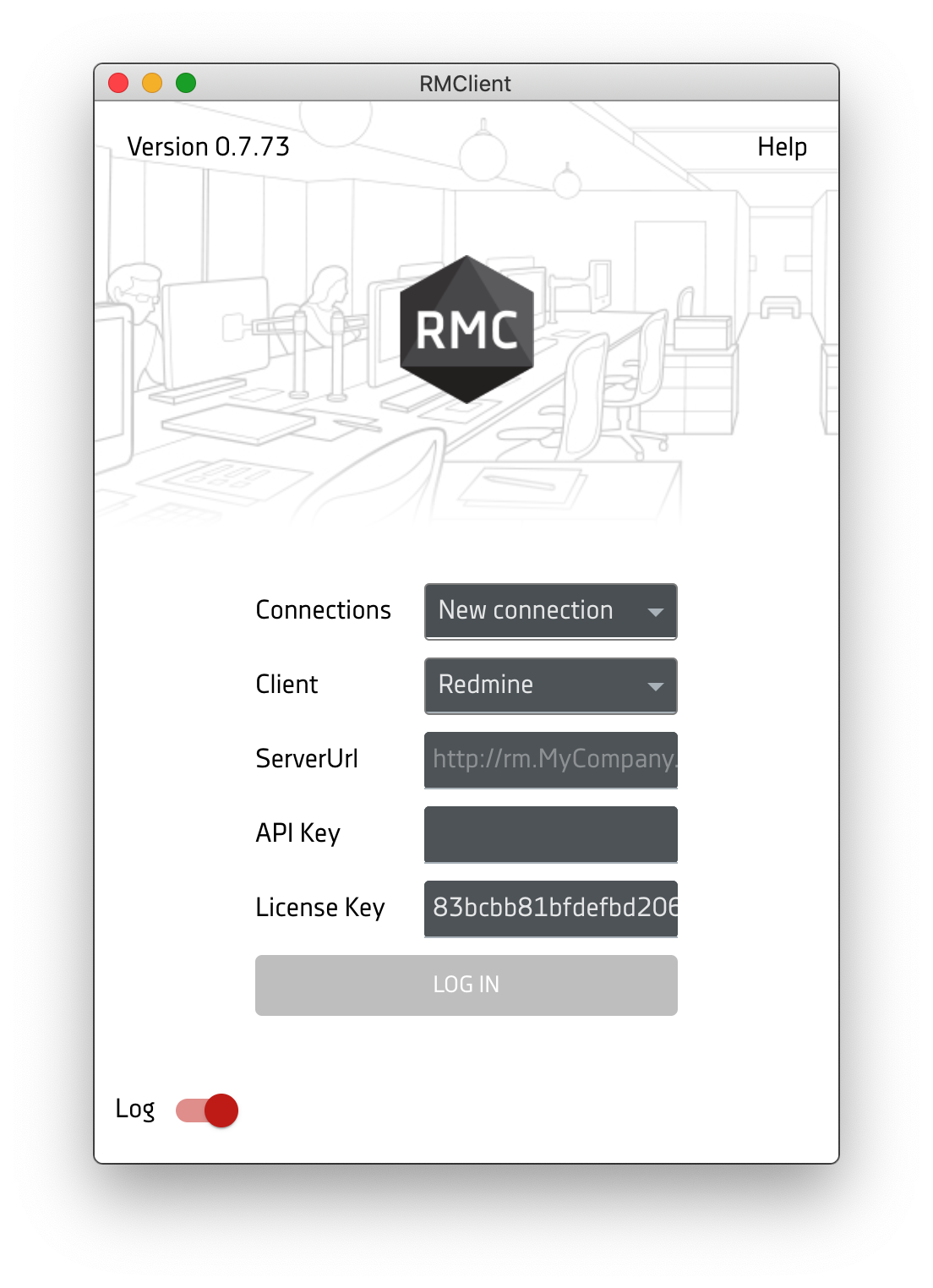RMClient - Login screen 