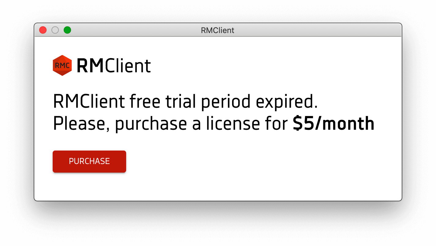 RMClient - Trial period expired